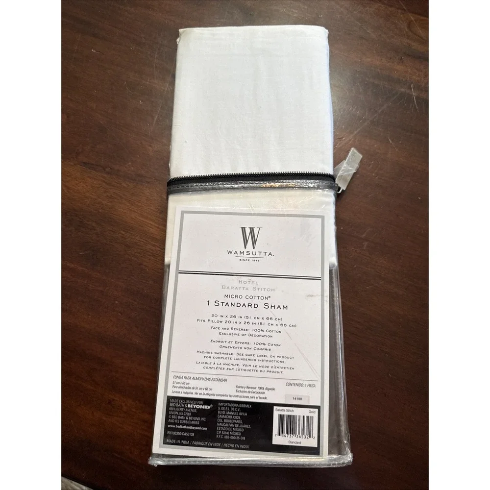 Wamsutta Standard Pillow Sham Hotel Baratta Stitch Gold Double Border Cotton New